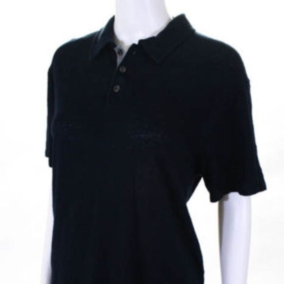 Vince Navy Blue Lightweight Short Sleeve Polo Shirt Sz. L - Picture 3 of 7